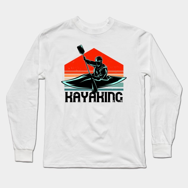 Kayak River Paddling Vintage Kayaking Canoeists Long Sleeve T-Shirt by Foxxy Merch